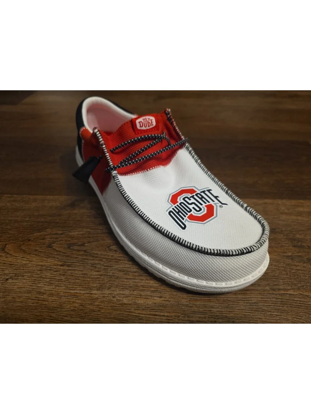 Hey Dude Wally Tri Ohio State Slip On Mens 10 White Red Black Buckeyes Football